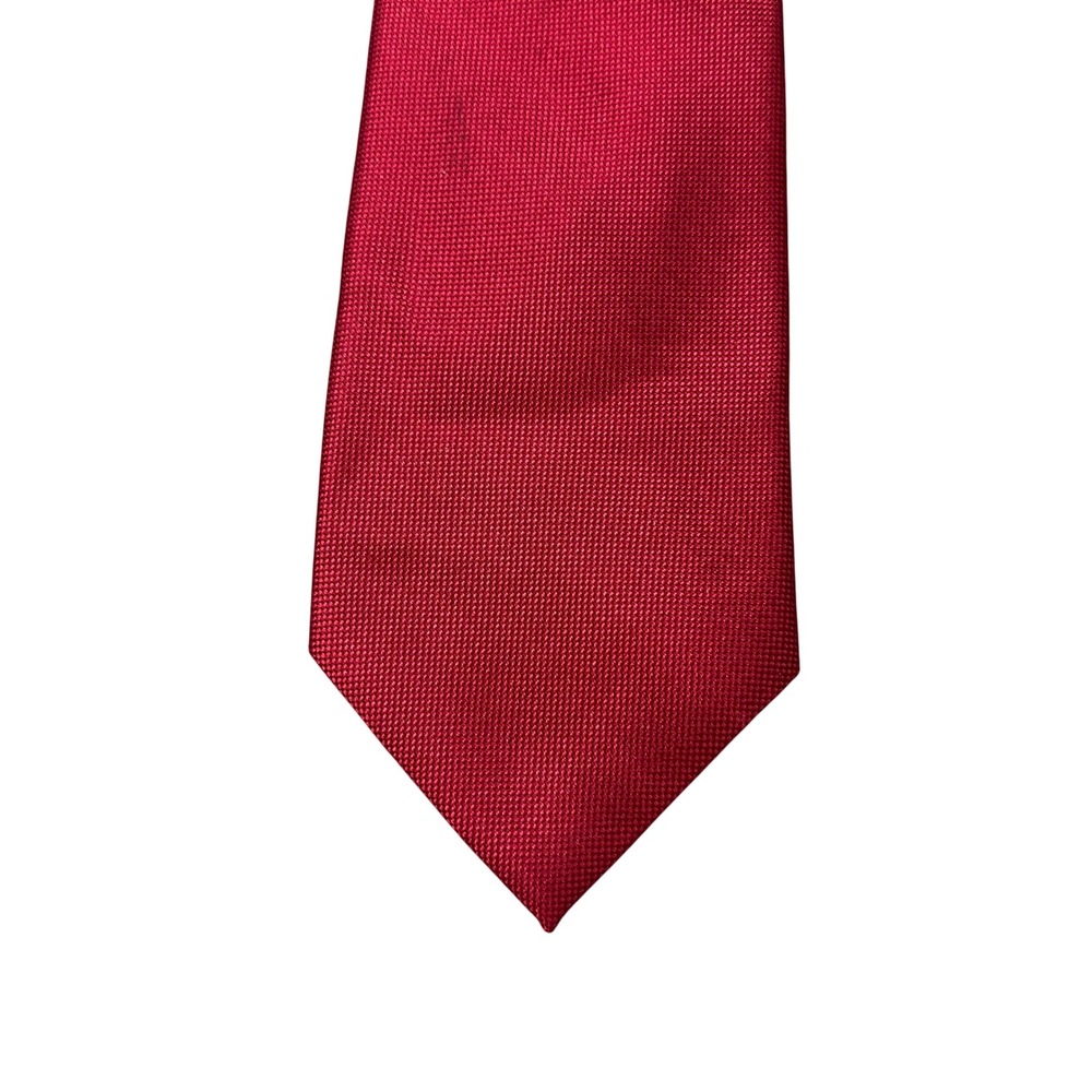Nautica Mens Silk Necktie Solid Red Micro Texture Classic Formal Business Tie